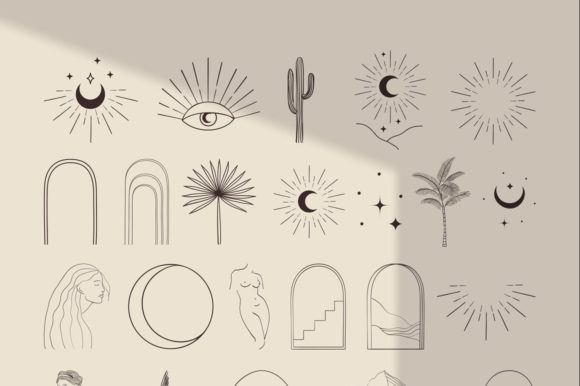 Download Bohemian Modern Arch Logo Elements. Blog - Premium Bundle