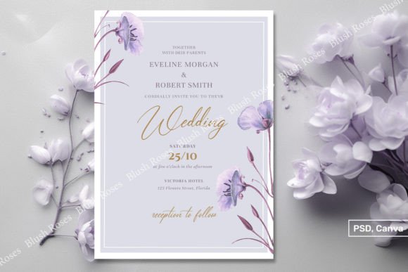 Download Purple Spring Flowers Gold Font Invite - Gold Collection