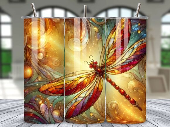 Download Golden Glow Dragonfly Tumbler Wrap PNG - Gold Collection